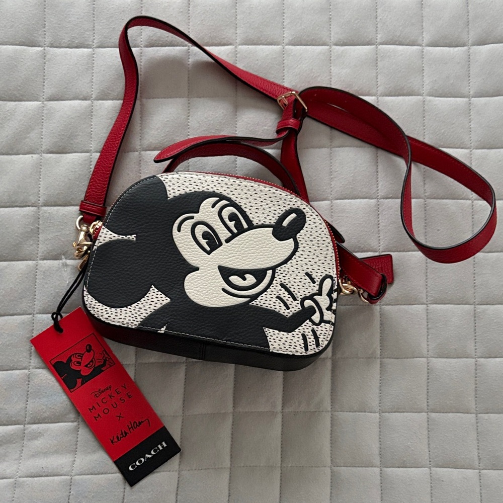 Coach x Disney x Keith Haring Black & White Mickey Mouse Crossbody Bag